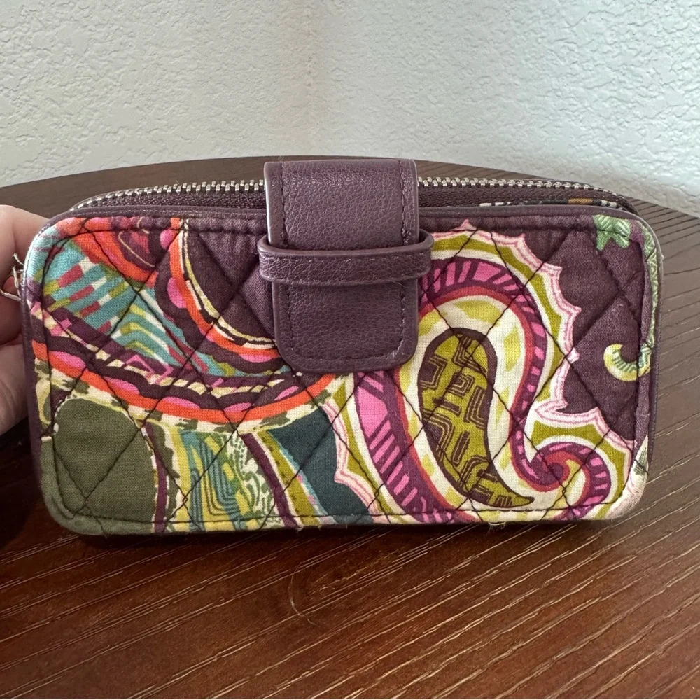 Vera Bradley Quilted Multicolor Wallet Wristlet Plum Burgundy Pink Green - Picture 3 of 14